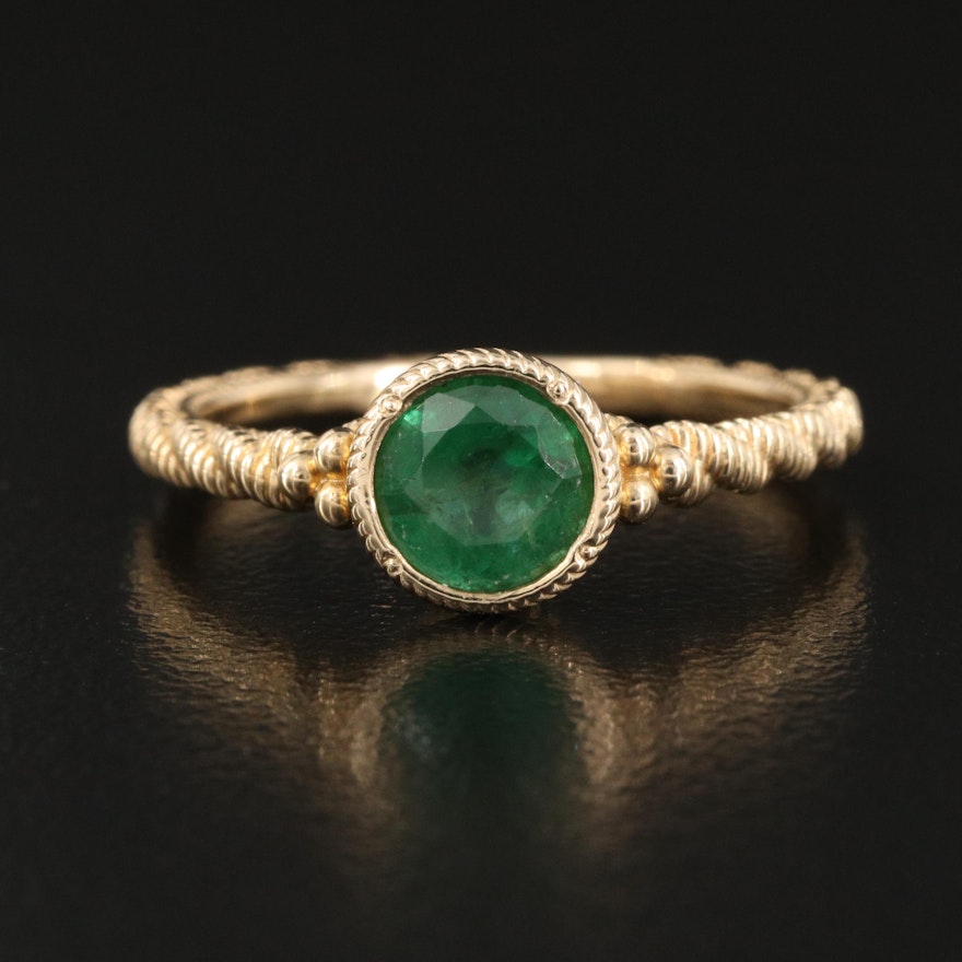 14K Emerald Solitaire Ring