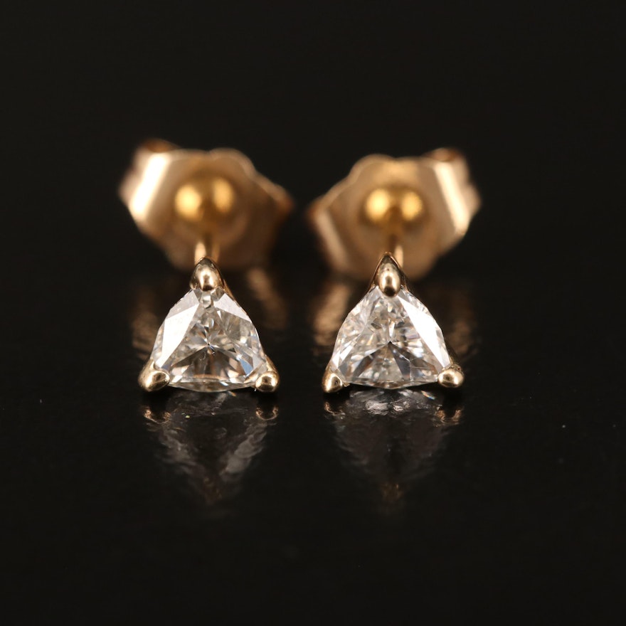 14K 0.35 CTW Triangular Diamond Stud Earrings