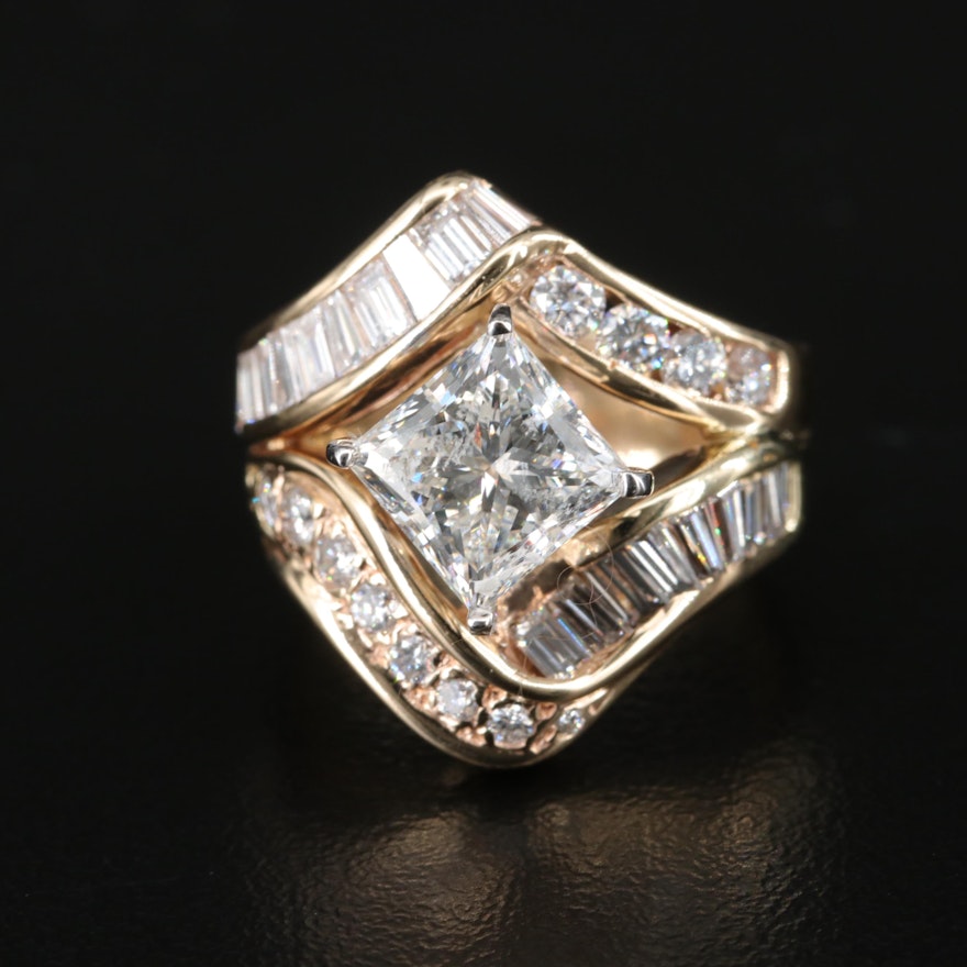 14K 3.83 CTW Diamond Ring with 10K Accent and IGI Report