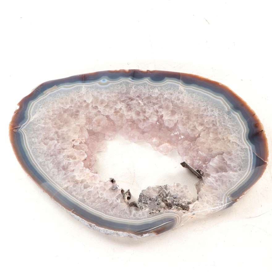 Large Amethyst Agate Mineral Specimen Slab