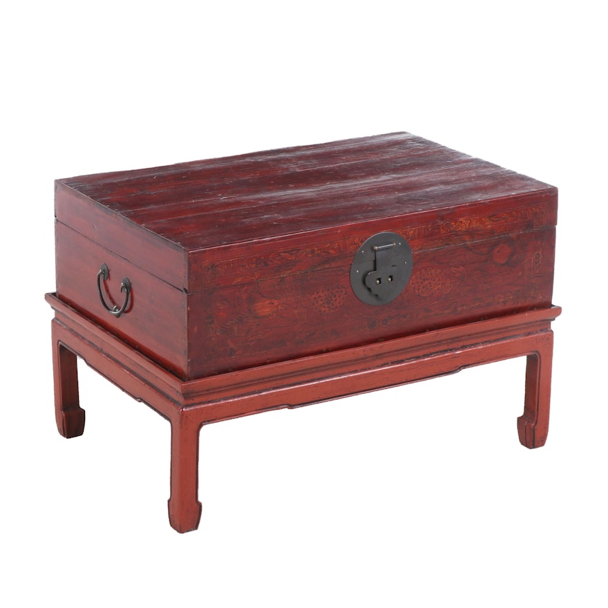 Chinese Storage Box on Custom Stand, Mid to Late 20th Century