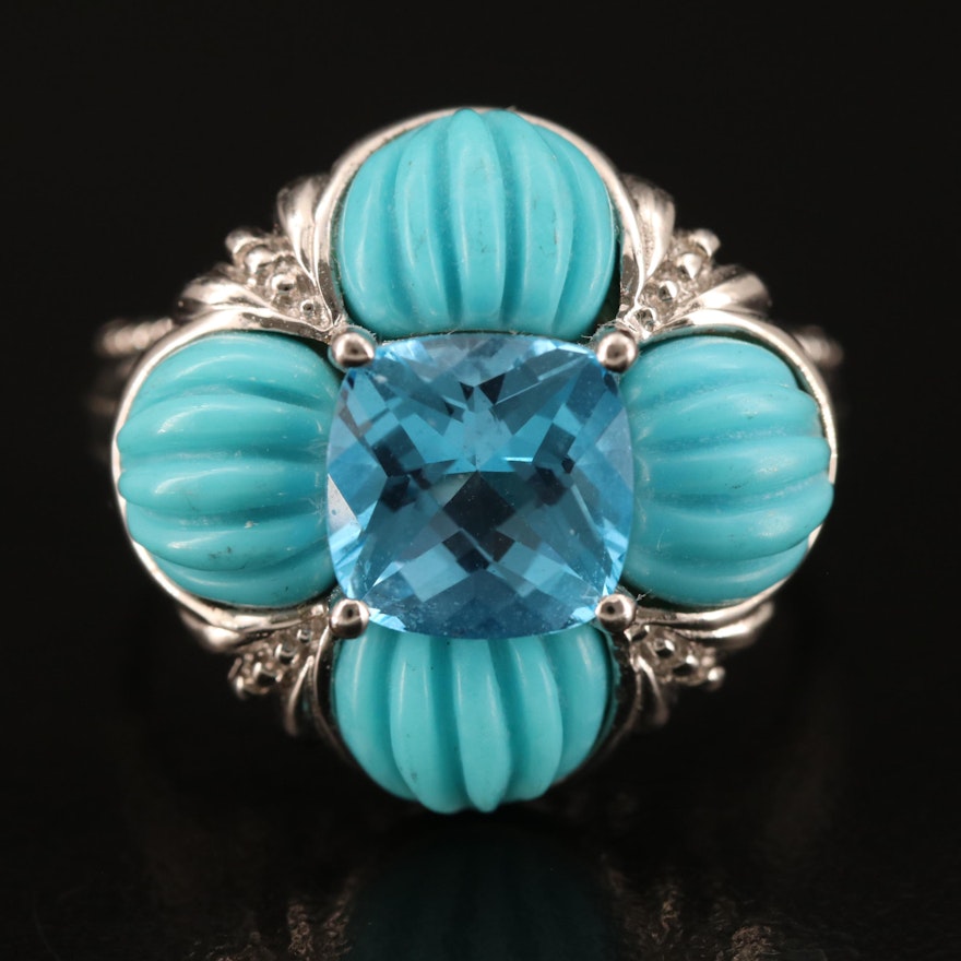 Sterling Topaz and Turquoise Ring