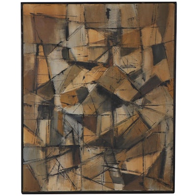 Cubist Oil Painting, Mid-20th Century