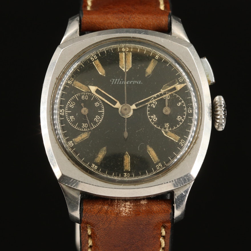 Vintage Minerva Chronograph Wristwatch