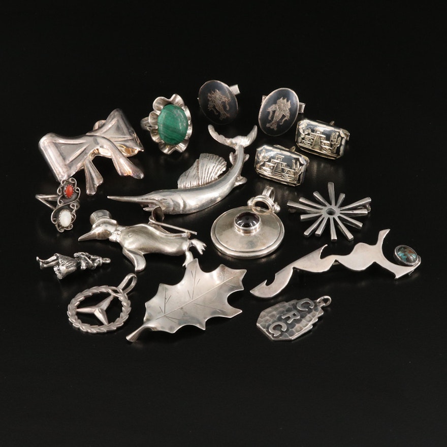 Stuart Nye, Lang and Mexican Sterling Featured with Sterling Gemstone Jewelry
