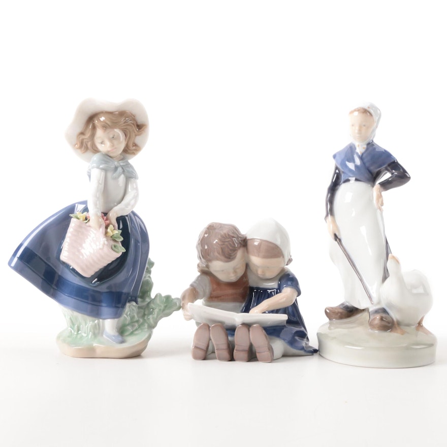 Bing & Grøndahl, Lladró, and Royal Copenhagen Porcelain Figurines