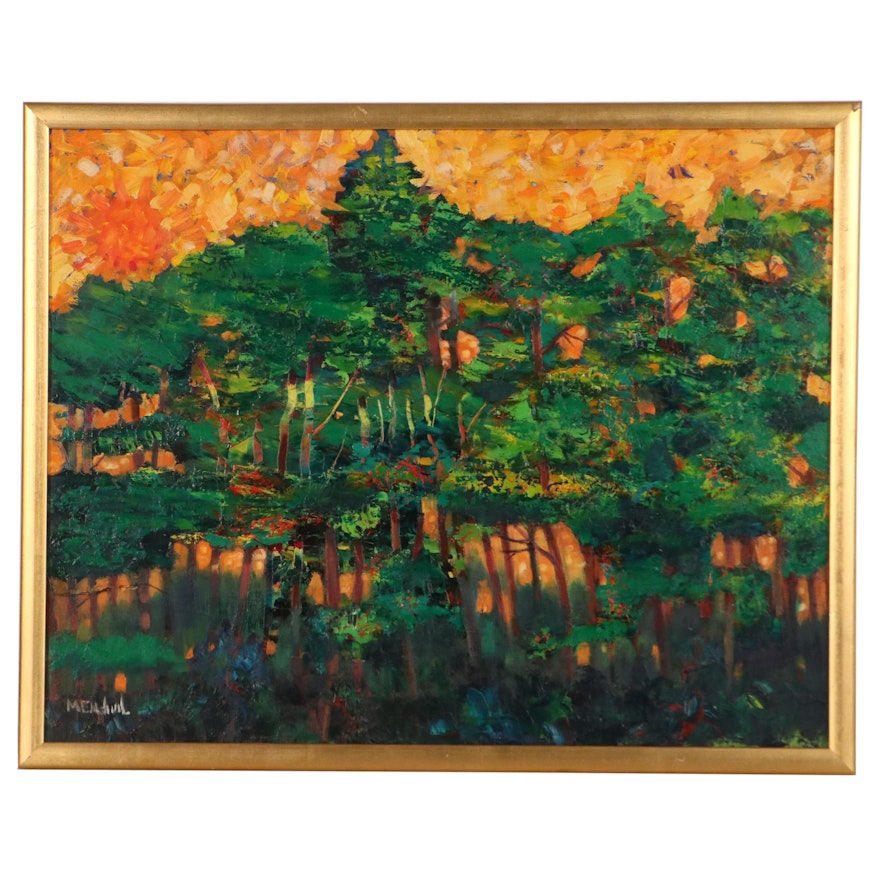 Landscape Oil Painting "Forest Orange"