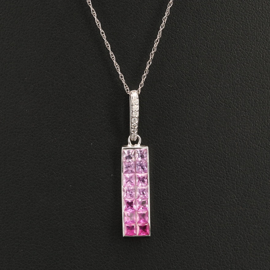 14K Sapphire and Diamond Pendant Necklace