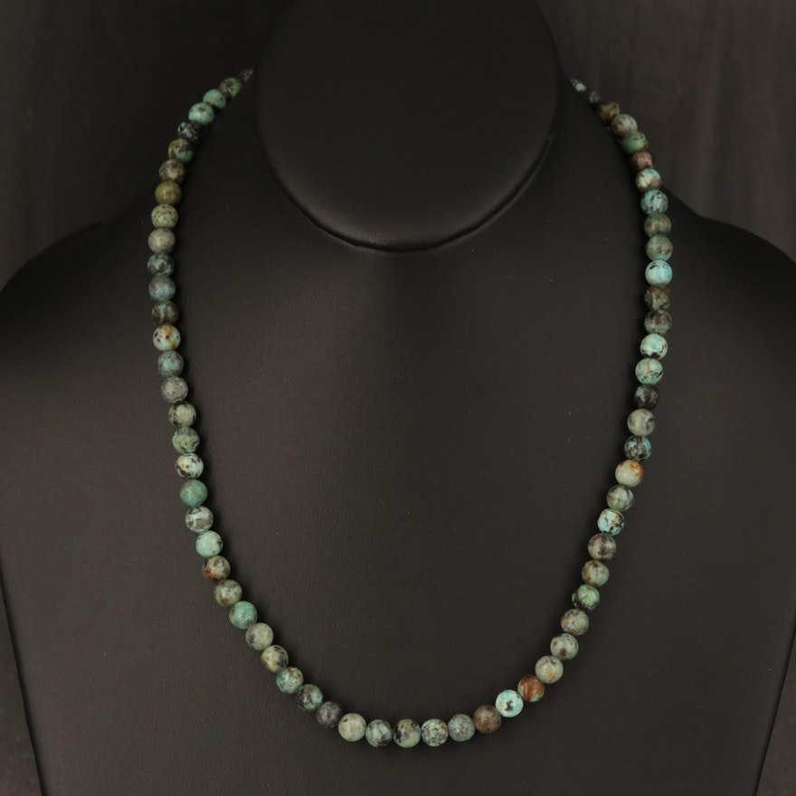 Sterling Turquoise Beaded Necklace