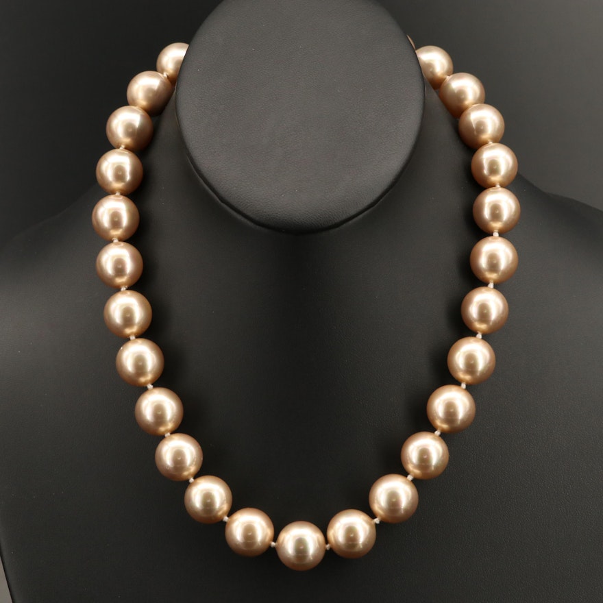 Imitation Pearl Necklace with 14K Clasp