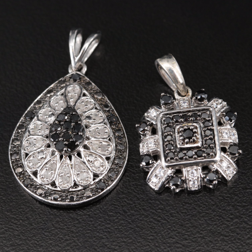 Sterling Diamond and Cubic Zirconia Pendants
