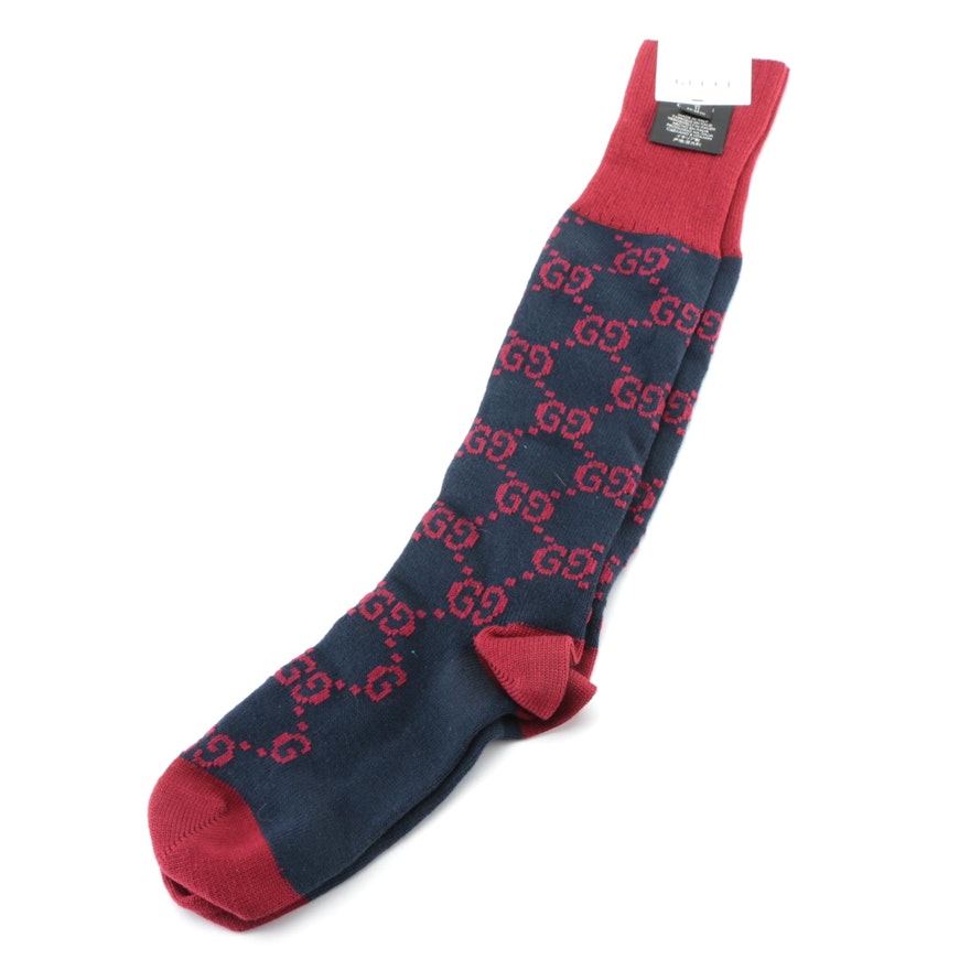 Men's Gucci GG Pattern Cotton Blend Knit Socks