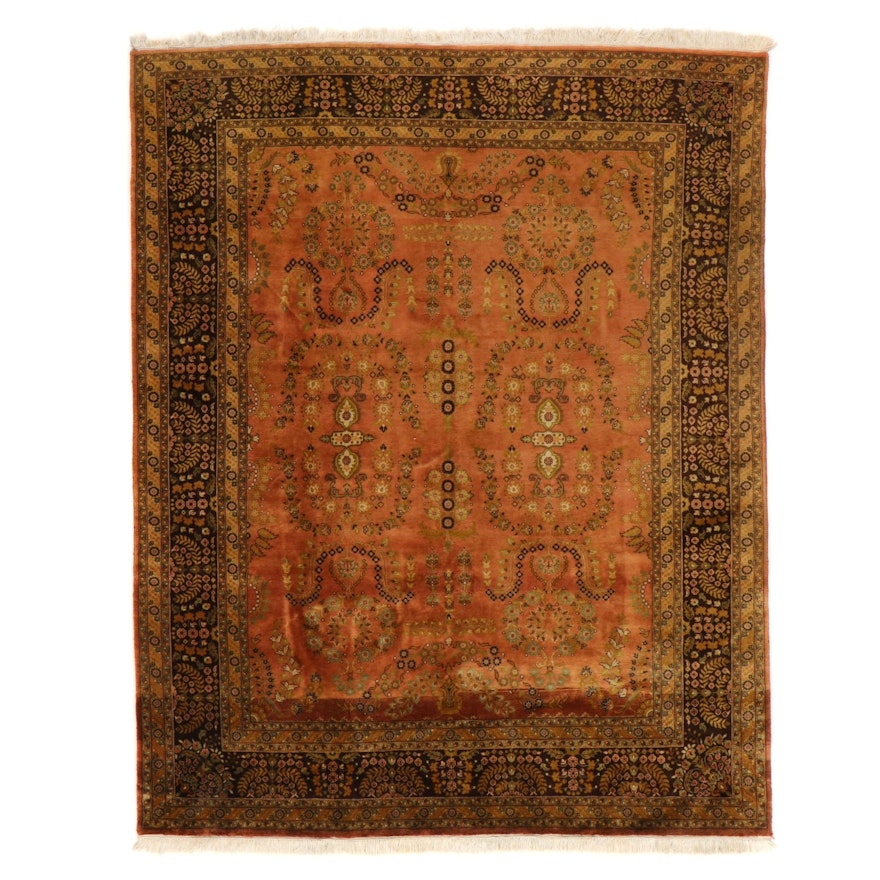 7'9 x 10' Hand-Knotted Indo-Persian Sarouk Rug, 2000s