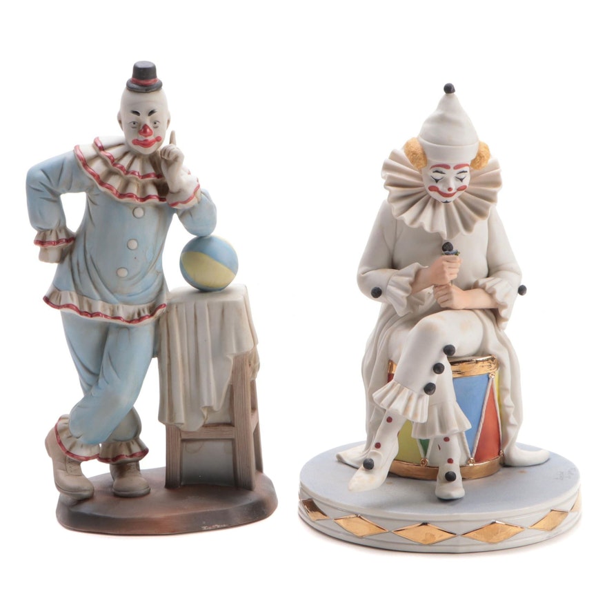 Sandro Maggioni Capodimonte Bisque Clown Figurine with Other