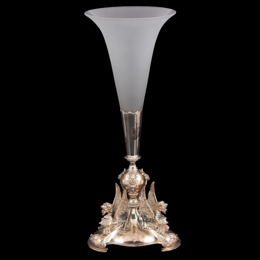 Silber & Fleming Ltd. Silver Plated Centerpiece Vase, Mid to Late 19th Century