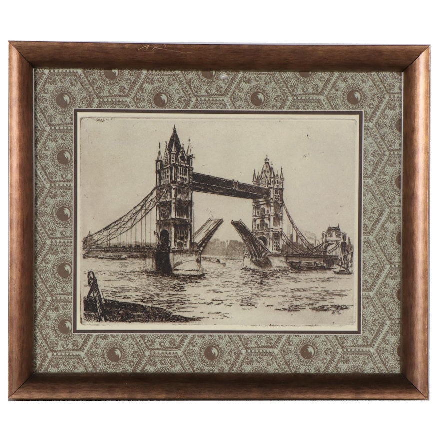 Offset Lithograph of the London Tower Bridge, 21st Century