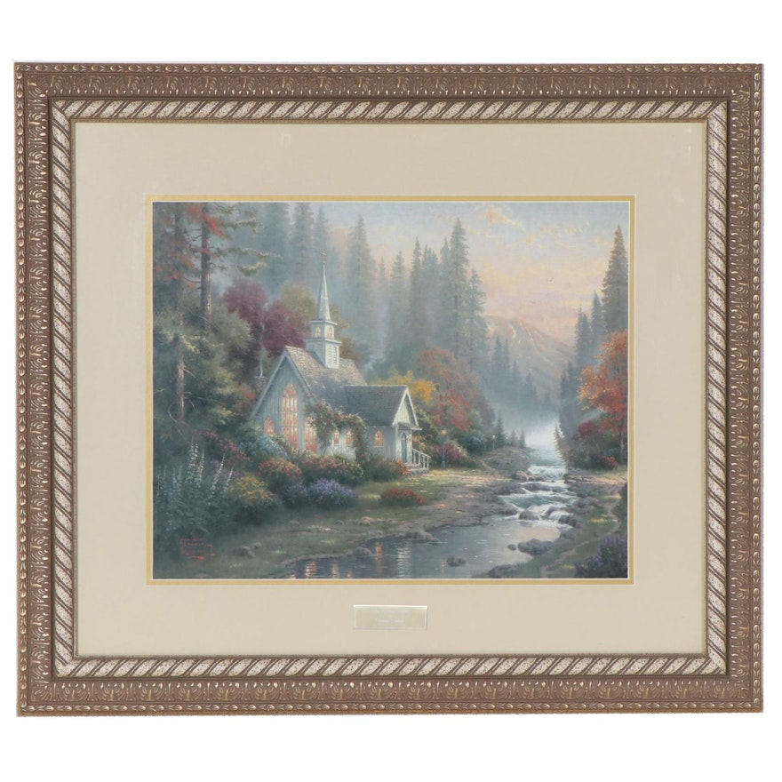 Offset Lithograph After Thomas Kinkade "The Forest Chapel"