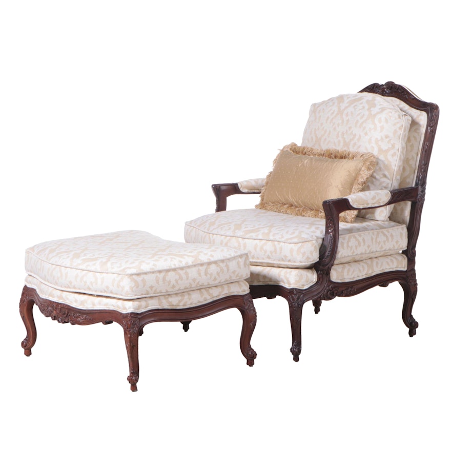 Sherrill Louis XV Style Lounge Chair with Ottoman