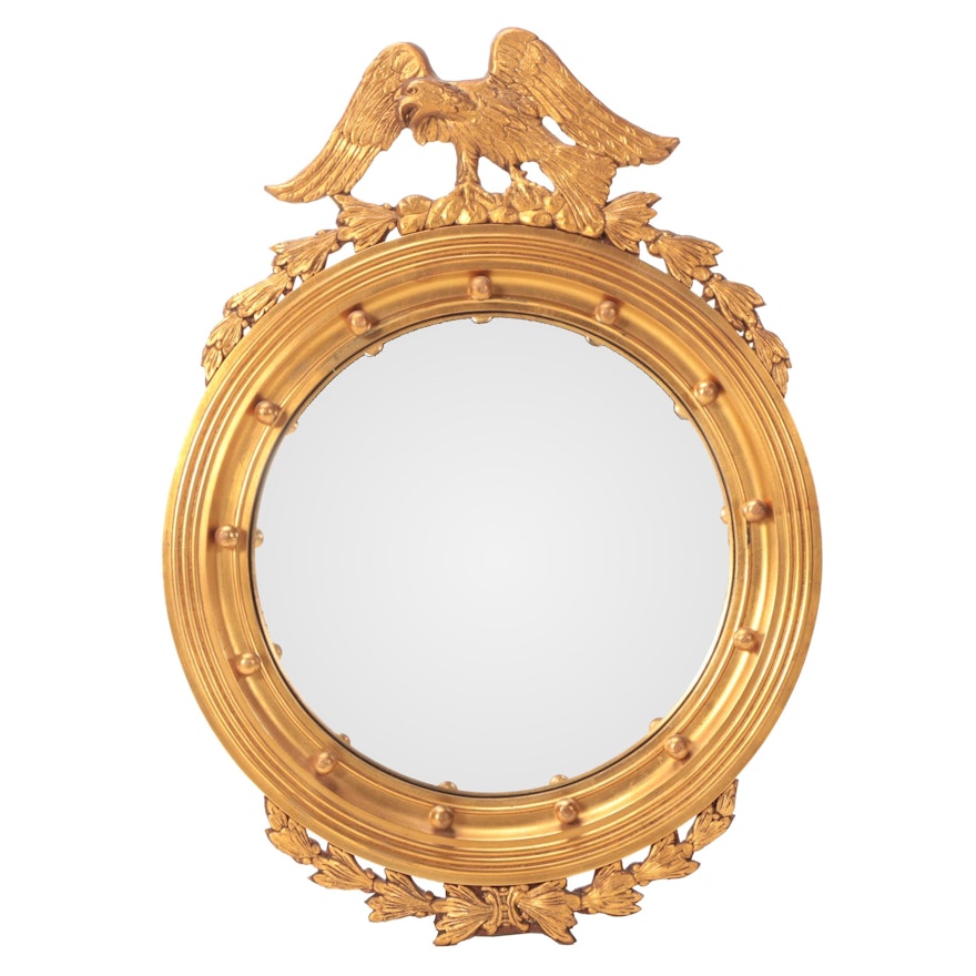 Federal Style Giltwood Convex Porthole Mirror, Late 20th Century