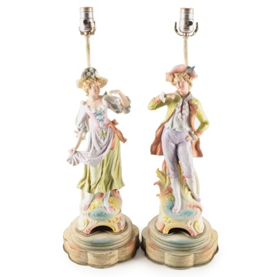 Kister German Bisque Figurines Mounted as Table Lamps