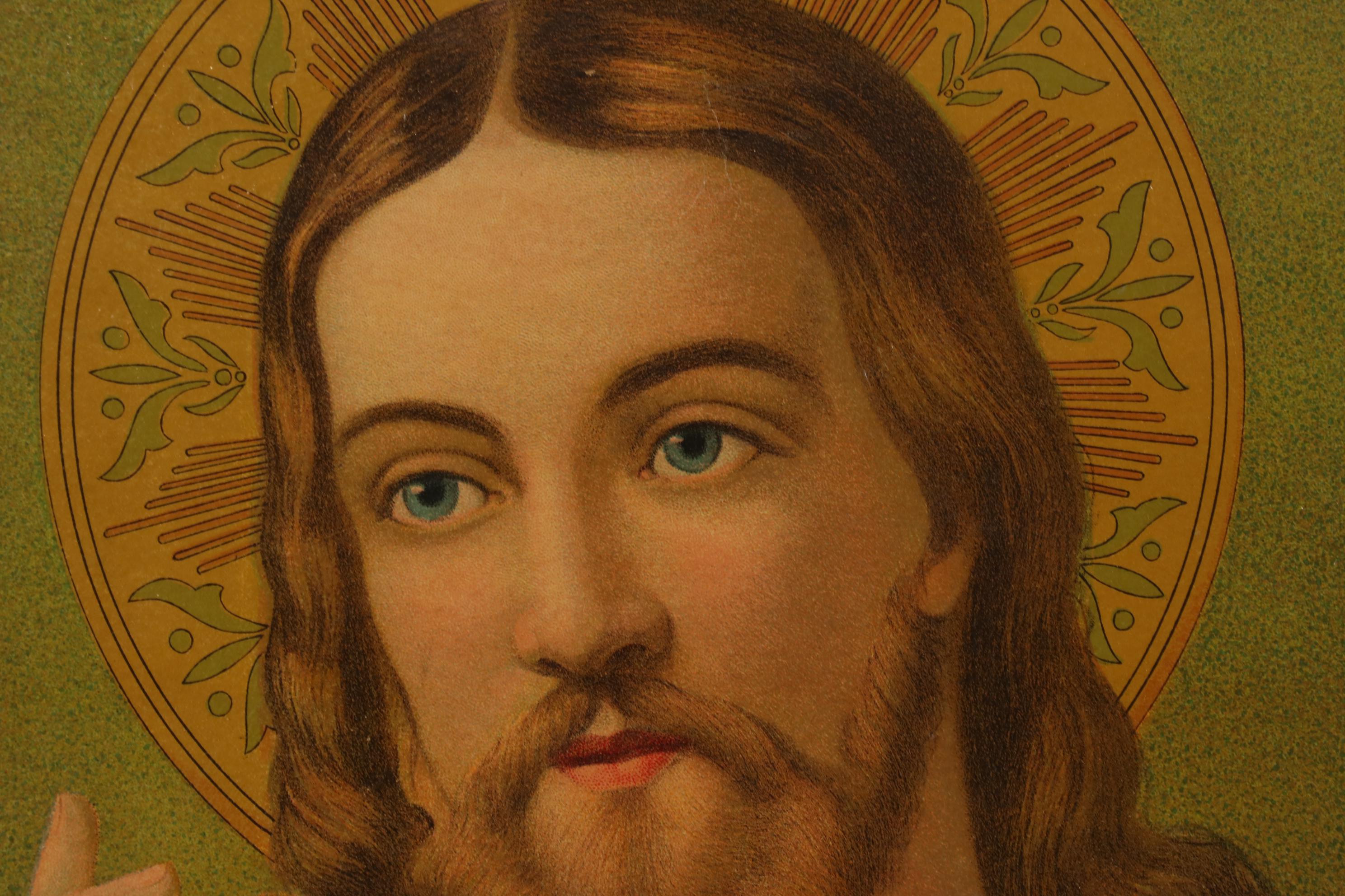 "Le sacré coeur de Jésus" Chromolithograph, Early 20th Century EBTH