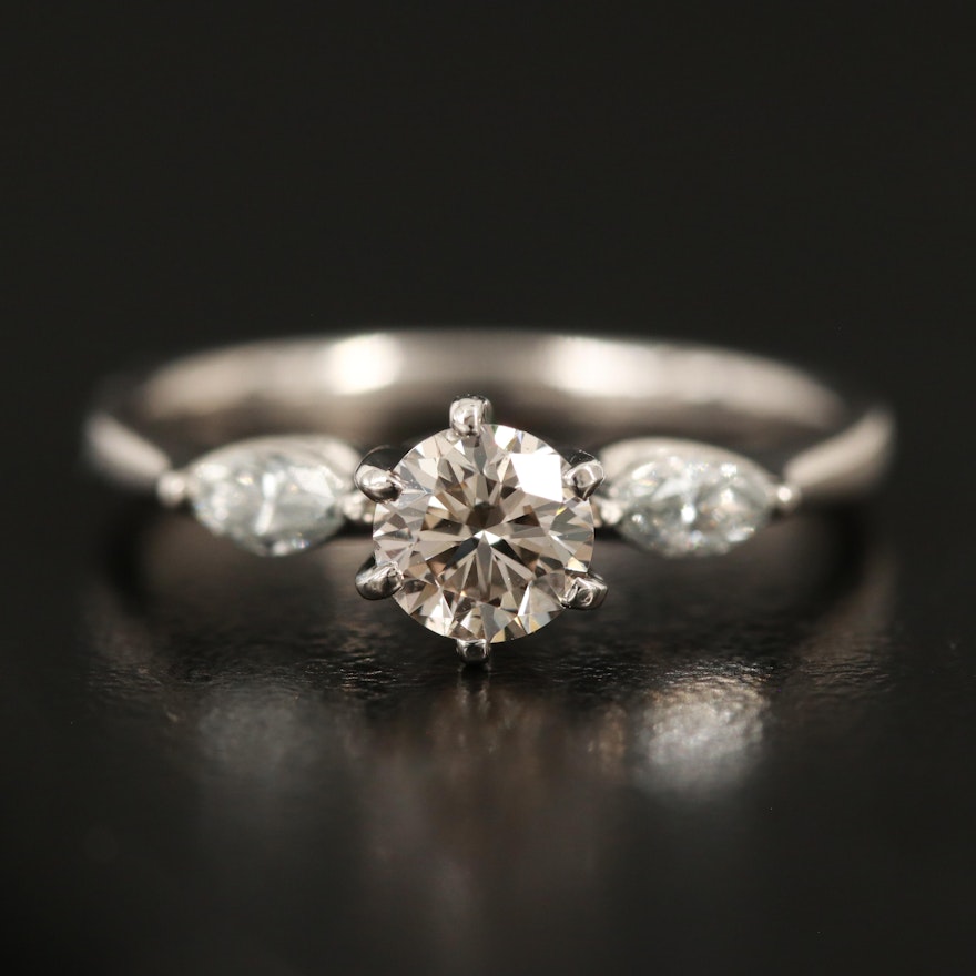 Palladium Three Stone Diamond Ring