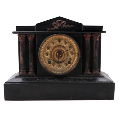 Ansonia Clock Company Cast Iron Mantel Clock, Early 20th Century