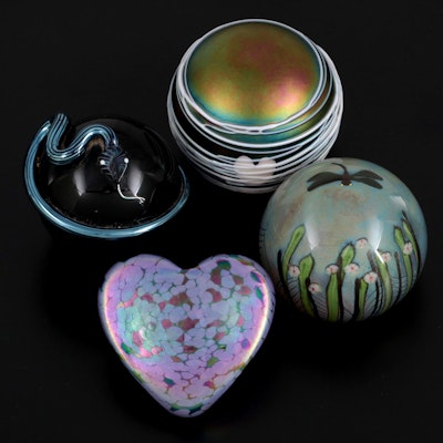 Terry Crider, Orient & Flume, Correia and Other Iridescent Heart Paperweight