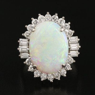 Vintage 10K Opal and 1.20 CTW Diamond Halo Ring