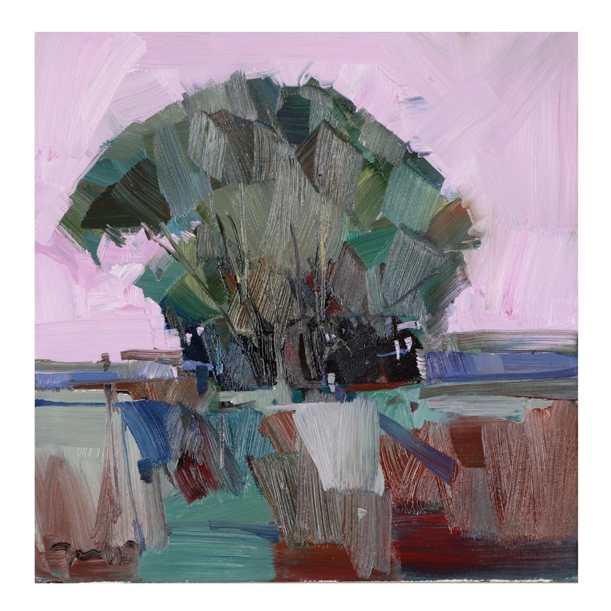 Jose Trujillo Landscape Oil Painting "Willow Tree," 2021