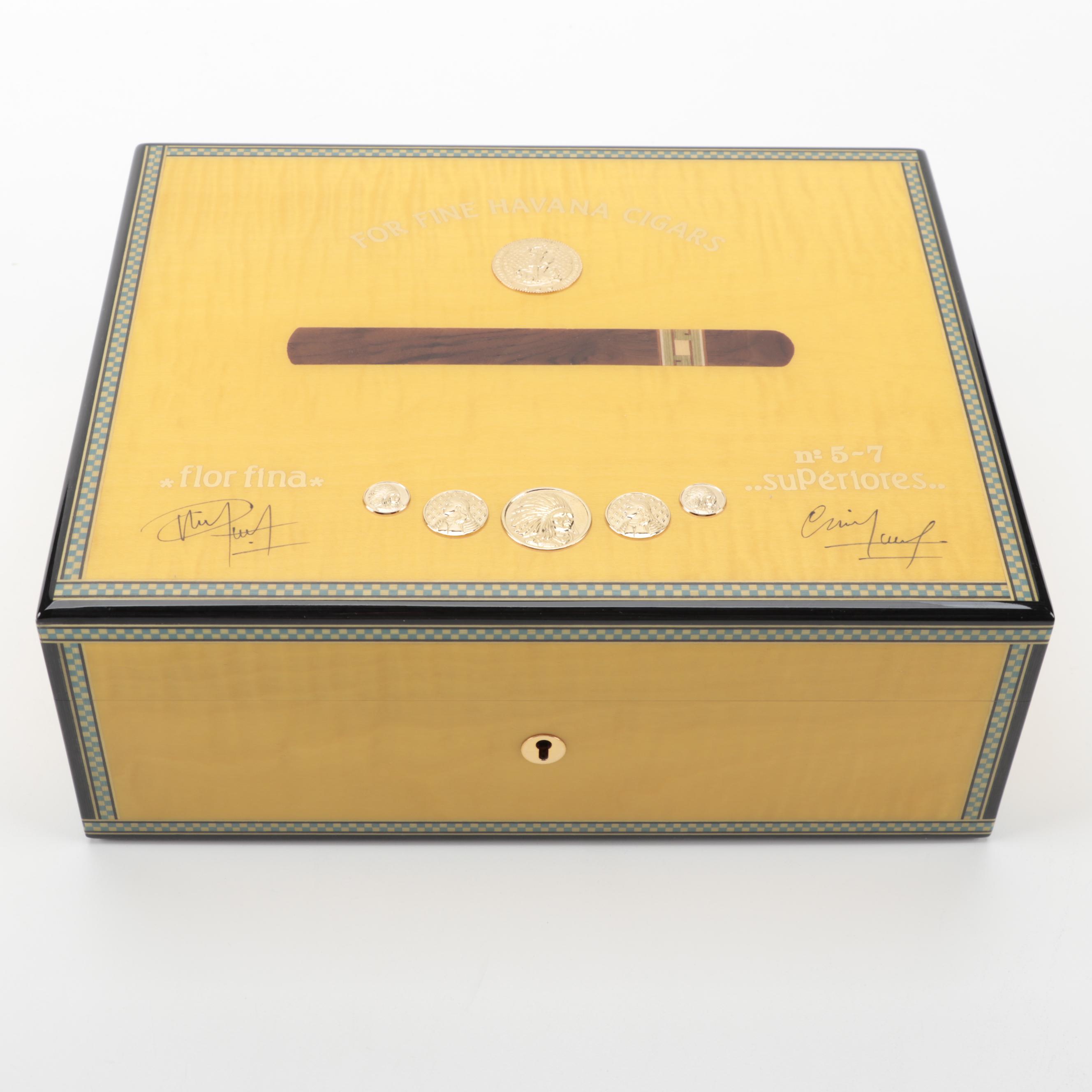 Elie Bleu "Medals Collection" Cigar Humidor in Yellow Sycamore EBTH