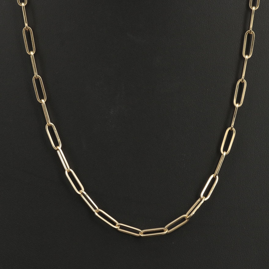 14K Elongated Oval Cable Chain Necklace