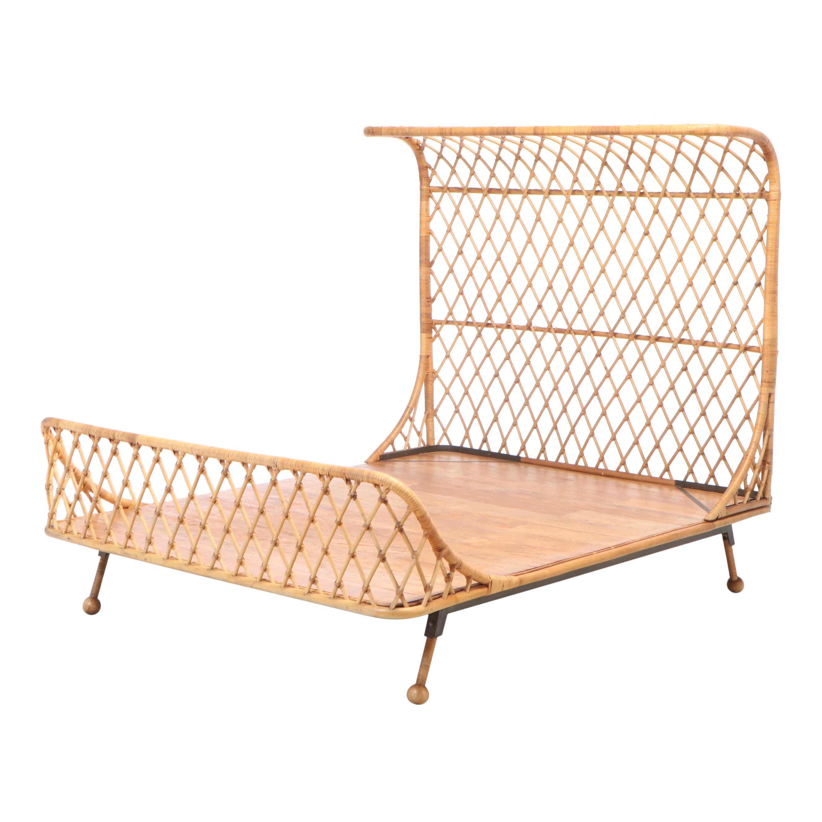 Anthropologie "Pari" Curved Rattan Queen Size Bed Frame EBTH
