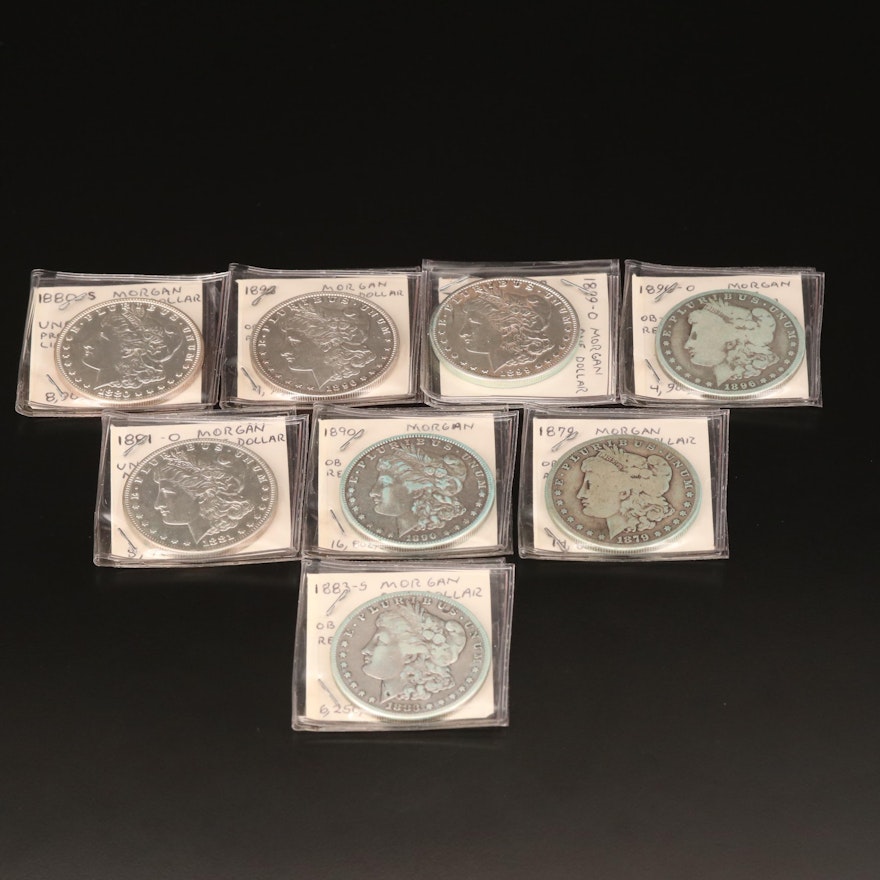 Eight Morgan Silver Dollars Including Better Dates