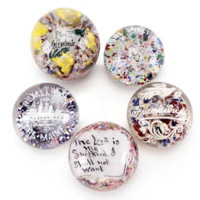 Handcrafted Advertising, Motto, and Monogrammed Frit Art Glass Paperweights