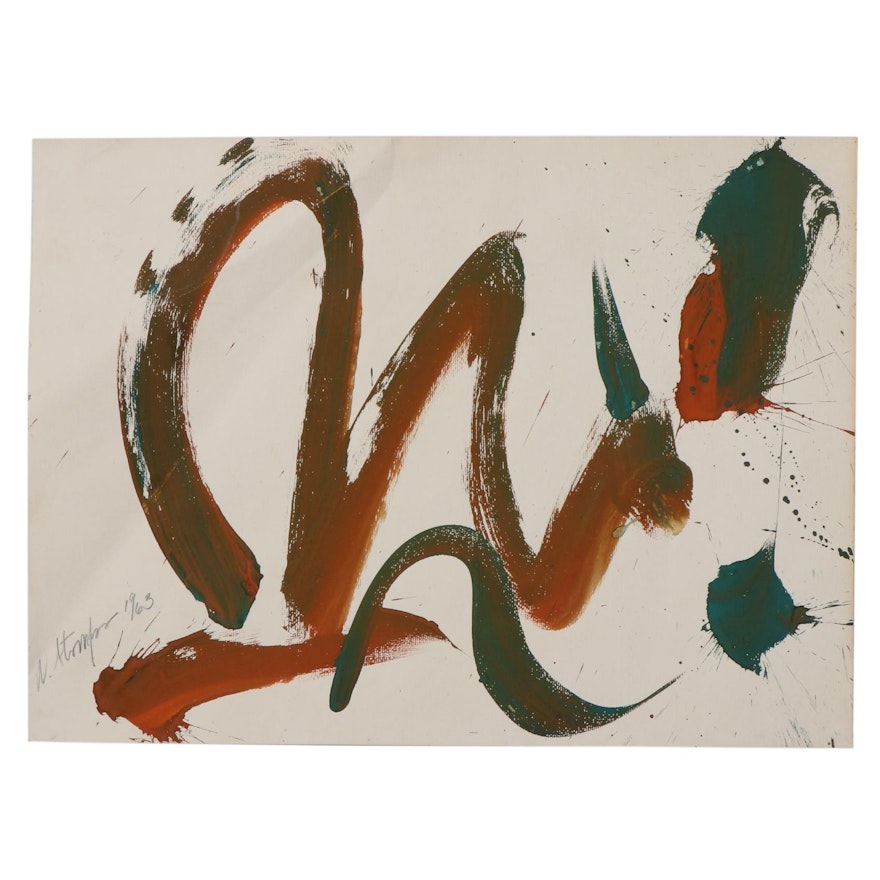 Walter Stomps Abstract Acrylic Painting, 1963