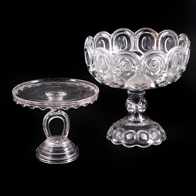 EAPG O'Hara Horseshoe Stem Cake Stand with L.E. Smith "Moon and Star