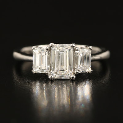 Platinum 2.09 CTW Diamond Three Stone Ring with GIA Report and eReports