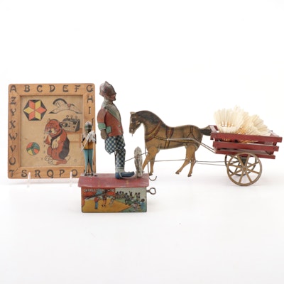 Gibbs Toy Factory "Pacing Bob" and Louis Marx "Charleston Trio" with More Toys