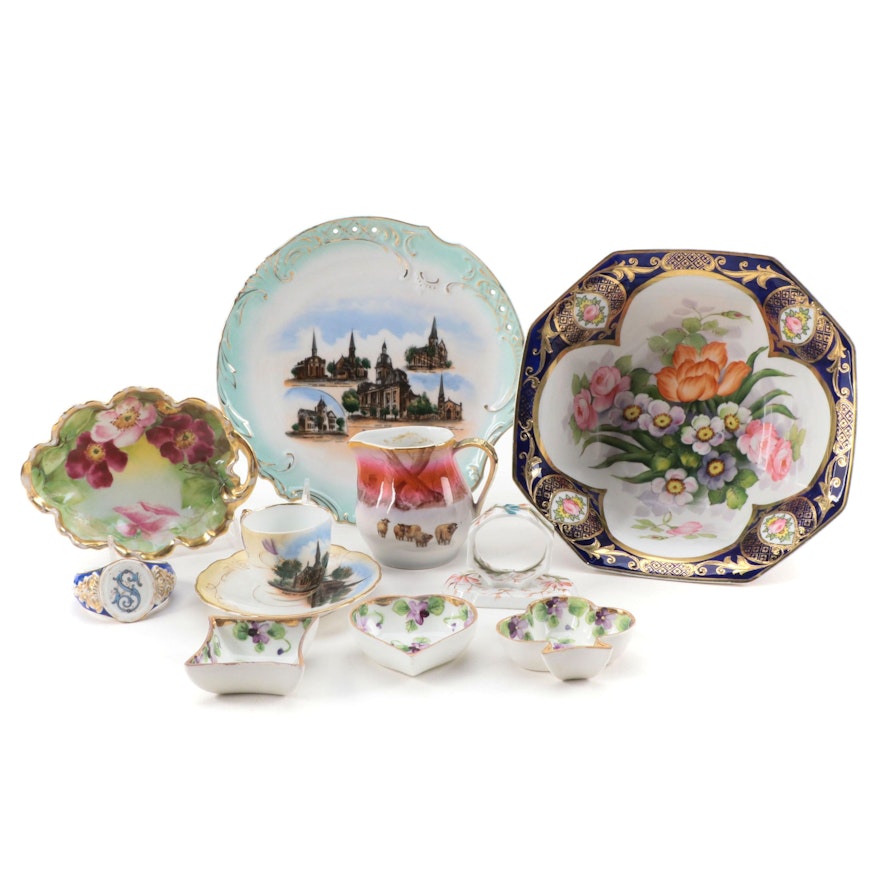 Royal Bayreuth Highland Cattle Creamer and Other Porcelain Tableware