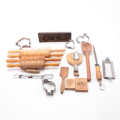 Springerle Rolling Pins with Cookie Molds and Other Kitchenware