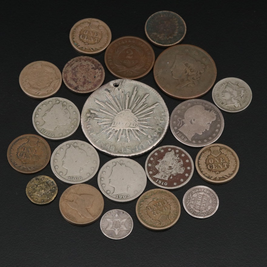 American Coins Including 1861 Silver Three Cent Coin