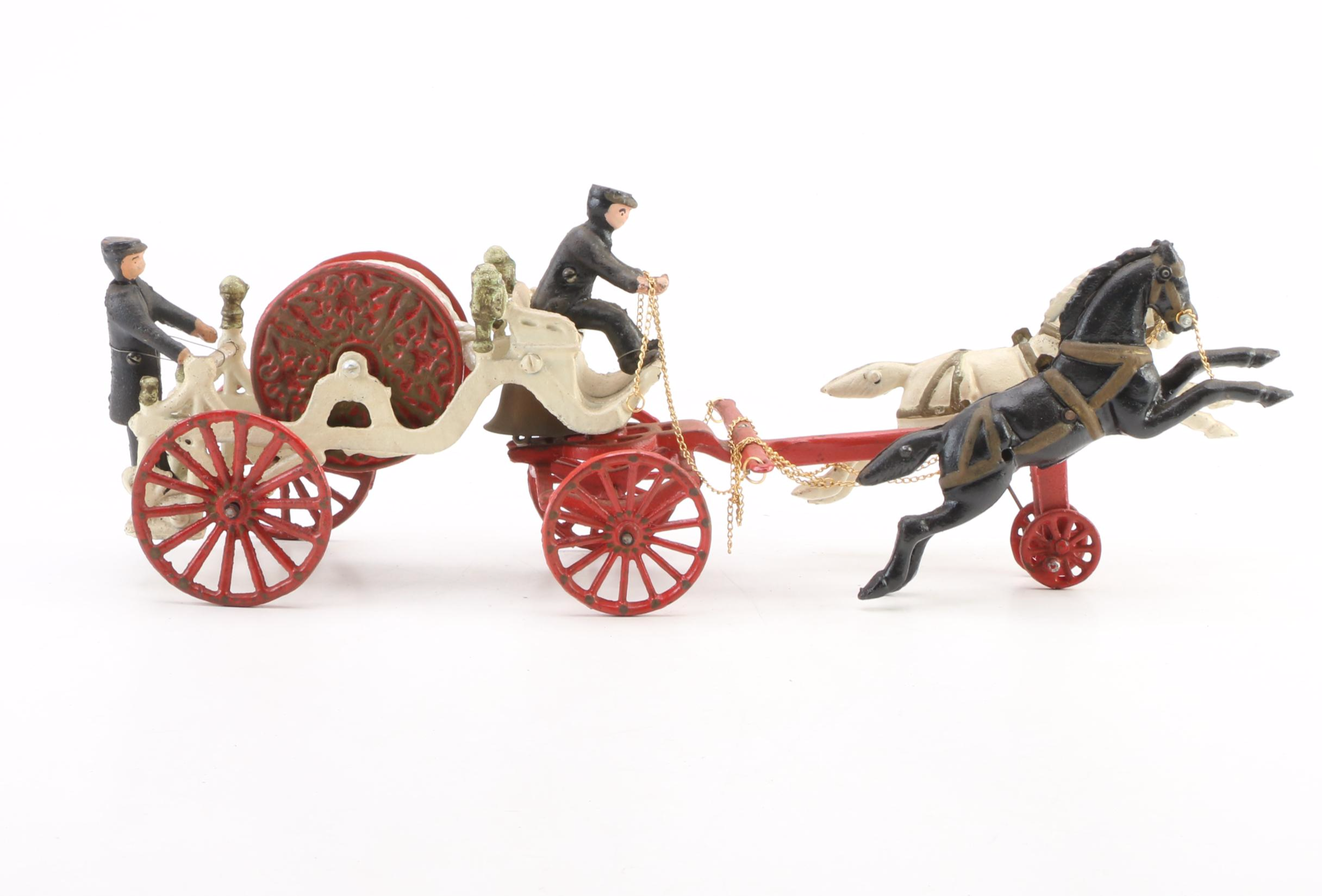 Cast Iron Horse Drawn Fire Wagon, Vintage EBTH