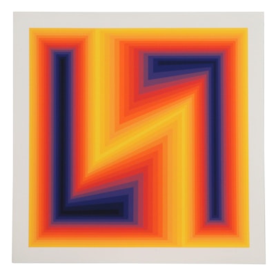 Jurgen Peters Op Art Serigraph "Lightning," 1978