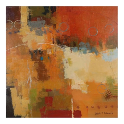 Ursula J. Brenner Abstract Mixed Media Painting, 21st Century