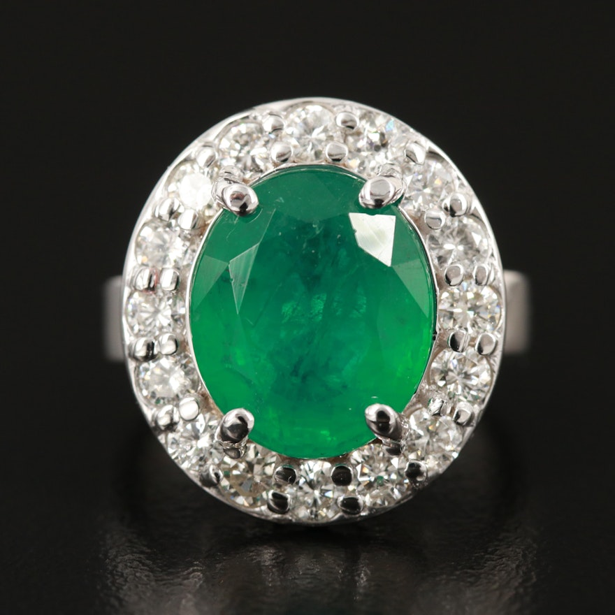 18K 5.84 CT Emerald and 1.24 CTW Diamond Ring