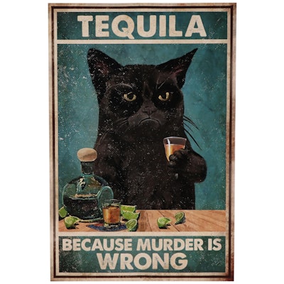 Black Cat Drinking Tequila Giclée, 21st Century