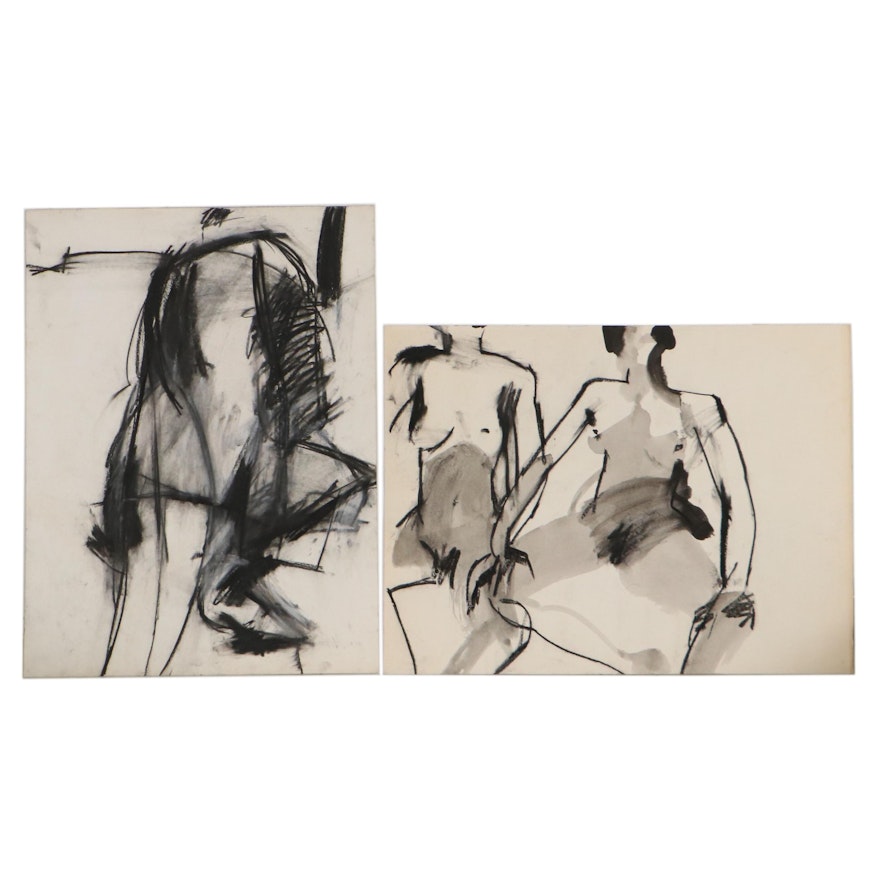 Abstract Pastel and Charcoal Drawings