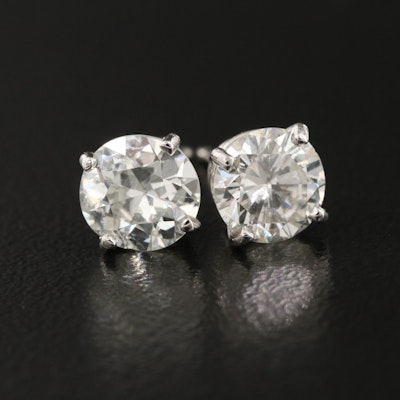 Platinum 1.73 CTW Diamond Stud Earrings with GIA eReports