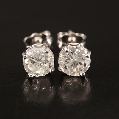 Platinum 1.47 CTW Diamond Stud Earrings with GIA eReports